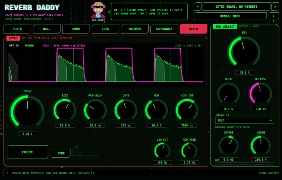 Reverb Daddy gated mode chopping each drum hit